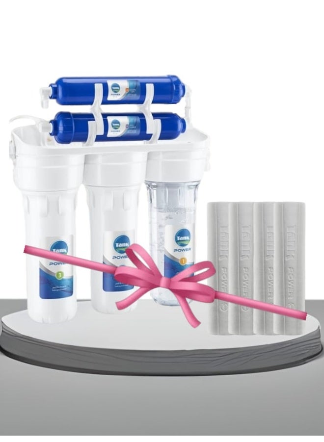 Power Plus 5-Stage Water Filter - Guaranteed Pure Water + 4 Extra First Stage Candles (White)